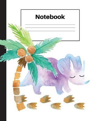 Notebook: Dinosaur Triceratops, Palm Tree, Foot Prints, Graph Paper 5x5, Notebook Home Office School Student Teacher Homeschool, 7.4 x 9.7 in, 200 pages kids, school, home, students, teachers