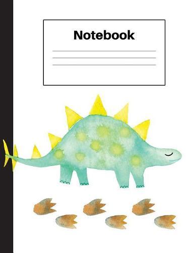 Notebook: Dinosaur Stegosaurus, Foot Prints, Wide Rule, Notebook Home Office School Student Teacher Homeschool, 7.4 x 9.7 in, 200 pages kids, school, home, students, teachers