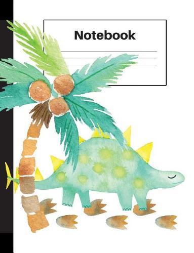 Notebook: Dinosaur Stegosaurus, Palm Tree, Foot Prints, College Rule, Notebook Home Office School Student Teacher Homeschool, 7.4 x 9.7 in, 200 pages kids, school, home, students, teachers