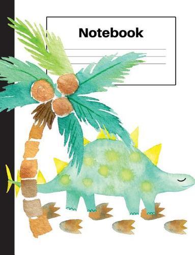 Notebook: Dinosaur Stegosaurus, Palm Tree, Foot Prints, Graph Paper 5x5, Notebook Home Office School Student Teacher Homeschool, 7.4 x 9.7 in, 200 pages kids, school, home, students, teachers