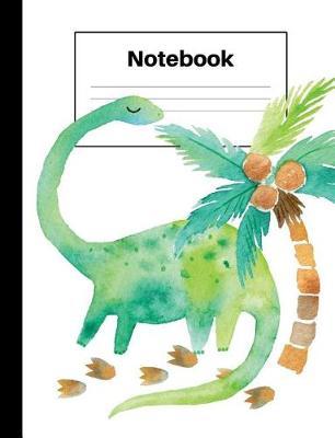 Notebook: Dinosaur Brontosaurus, Palm Tree, Foot Prints, Graph Paper 5x5, Notebook Home Office School Student Teacher Homeschool, 7.4 x 9.7 in, 200 pages kids, school, home, students, teachers