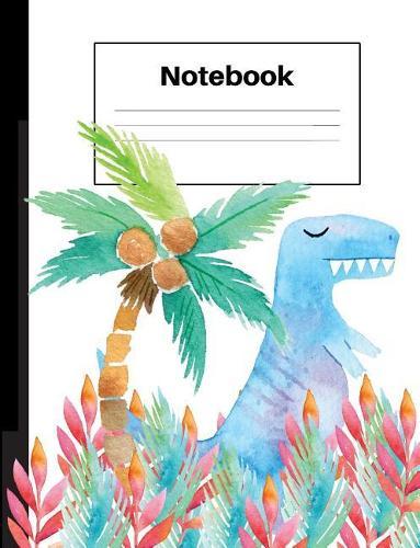 Notebook: Dinosaur T Rex, Palm Tree, Ferns, Graph Paper 4x4, Notebook Home Office School Student Teacher Homeschool, 7.4 x 9.7 in, 200 pages kids, school, home, students, teachers