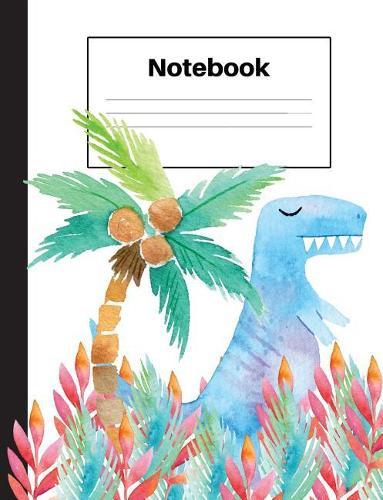 Notebook: Dinosaur T Rex, Palm Tree, Ferns, Graph Paper 5x5, Notebook Home Office School Student Teacher Homeschool, 7.4 x 9.7 in, 200 pages kids, school, home, students, teachers