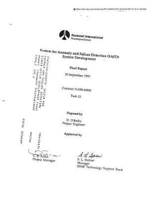 System for Anomaly and Failure Detection (Safd) System Development