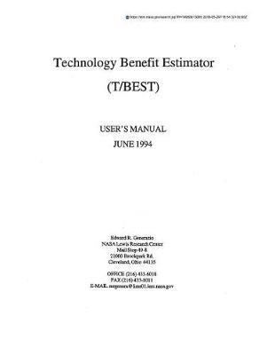 Technology Benefit Estimator (T/Best): User's Manual