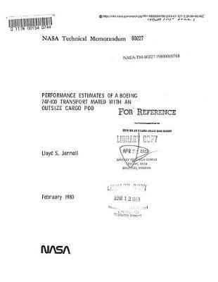 Performance Estimates of a Boeing 747-100 Transport Mated with an Outsize Cargo Pod