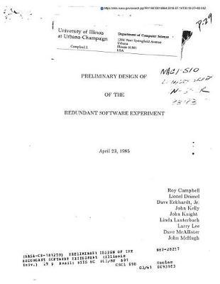 Preliminary Design of the Redundant Software Experiment