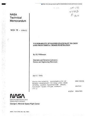 Vulnerability of Manned Spacecraft to Crew Loss from Orbital Debris Penetration