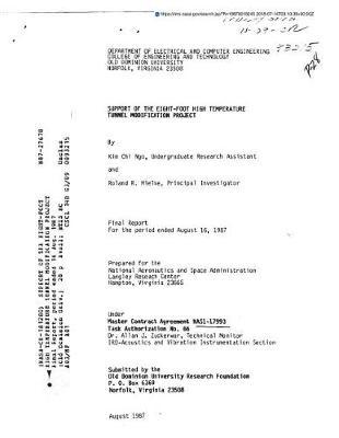 Support of the Eight-Foot High Temperature Tunnel Modification Project