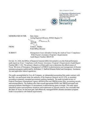 Management Issues Identified During the Audit of Texas' Compliance with Disaster Assistance Program's Requirements, Audit Report No. DD-07-05