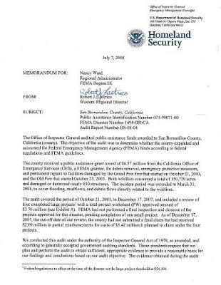 San Bernardino County, California, Public Assistance Id No. 071-99071-00, Fema Disaster No. 1498-Dr-Ca, Ds-8-04