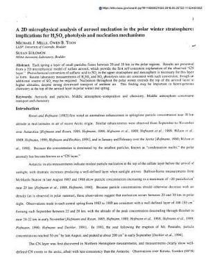 A 2D Microphysical Analysis of Aerosol Nucleation in the Polar Winter Stratosphere: Implications for H2so4 Photolysis and Nucleation Mechanisms