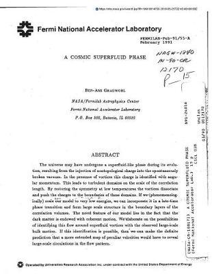 A Cosmic Superfluid Phase