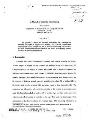 A Model of Security Monitoring