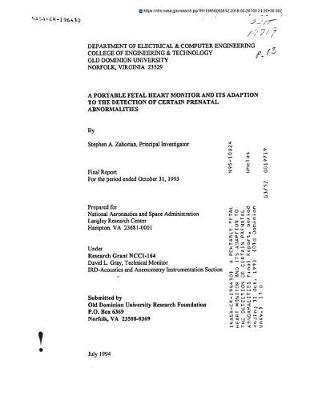 A Portable Fetal Heart Monitor and Its Adaption to the Detection of Certain Prenatal Abnormalities