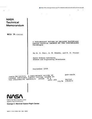 A Preliminary Review of Organic Materials Single Crystal Growth by the Czochralski Technique