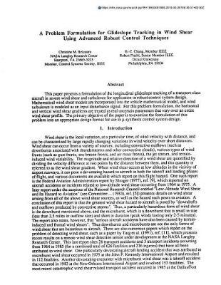 A Problem Formulation for Glideslope Tracking in Wind Shear Using Advanced Robust Control Techniques