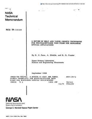 A Review of Melt and Vapor Growth Techniques for Polydiacetylene Thin Films for Nonlinear Optical Applications