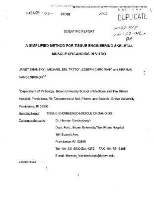 A Simplified Method for Tissue Engineering Skeletal Muscle Organoids in Vitro