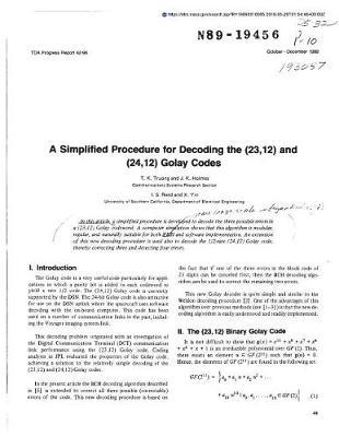 A Simplified Procedure for Decoding the (23,12) and (24,12) Golay Codes