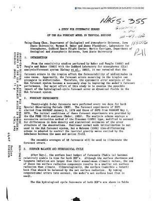 A Study for Systematic Errors of the Gla Forecast Model in Tropical Regions