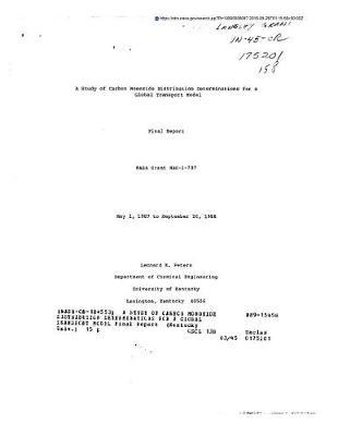 A Study of Carbon Monoxide Distribution Determinations for a Global Transport Model