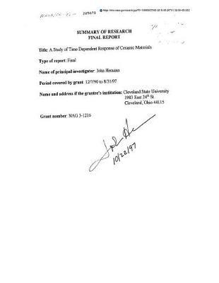 A Study of Time Dependent Response of Ceramic Materials