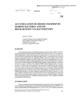 Accumulation of Dissolved Dmsp by Marine Bacteria and Its Degradation Via Bacterivory