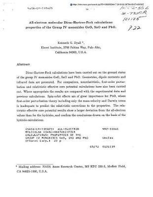 All-Electron Molecular Dirac-Hartree-Fock Calculations: Properties of the Group IV Monoxides Geo, Sno and Pbo