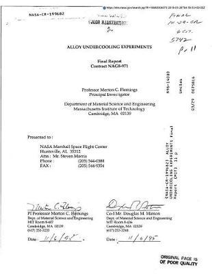 Alloy Undercooling Experiments