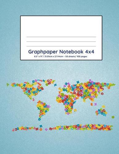 Graphpaper Notebook 4x4: World map design