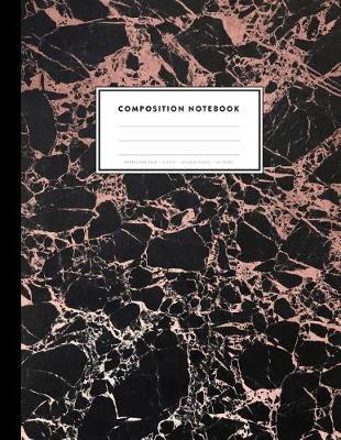 Composition Notebook - Marble and Gold, 8.5 X 11, College Ruled, 100 Pages: Elegant Black Ocean Marble with Rose Gold Inlay