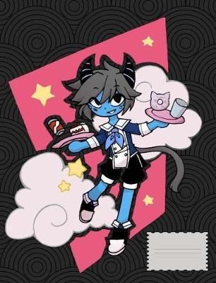 Anime Wide Ruled Composition Books/Notebooks: Cat-Doughnut Boy Superhero in Dream Diner, Black Cover, Lined Notebook, 9.69 L X 7.44w In., 100 Sheets or 200 Pages