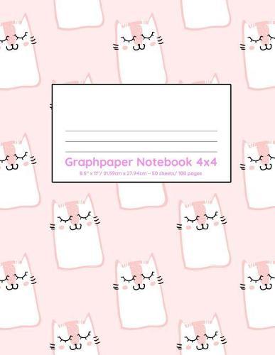 Graphpaper Notebook 4x4: Cute cats design 100 pages of graph paper with bigger squares for younger students