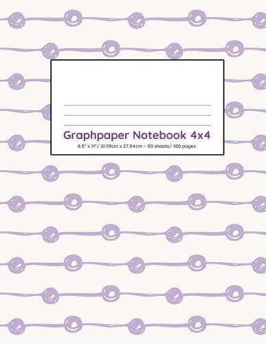 Graphpaper Notebook 4x4: Purple dots design 100 pages of graph paper with bigger squares for younger students