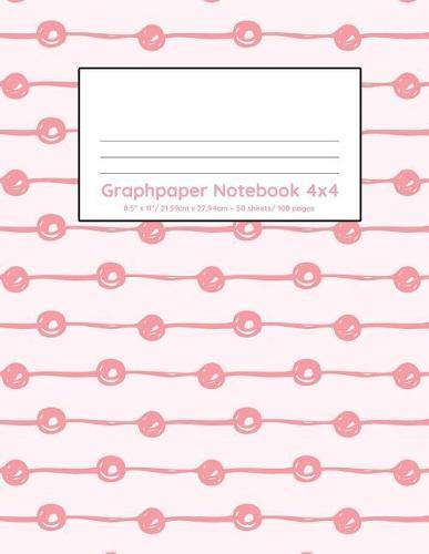 Graphpaper Notebook 4x4: Pink dots abstract design 100 pages of graph paper with bigger squares for younger students