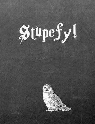Stupefy: 7.44 X 9.69 Wide Ruled Paper Notebook, Birthday, Christmas, Back to School, Quote Journal or Diary Unique Inspirational Composition Book Gift for Friend, Family, Teacher, Student, Magical or Not - Black Chalkboard White Owl