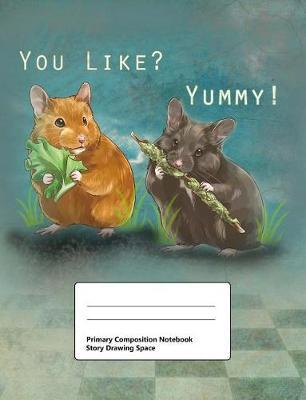 Primary Composition Notebook: Story Drawing Space: Draw and Write Journal, Half Blank Half Ruled, Handwriting Practice Paper Notebook, 100 Pages, Middle Dotted Lines, Cute Animal Designs Hamsters Blue