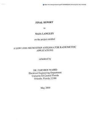 A Low Loss Microstrip Antenna for Radiometric Applications