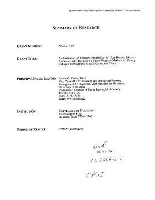 An Evaluation of Collagen Metabolism in Non Human Primates Associated with the Bion 11 Space Program-Markers of Urinary Collagen Turnover and Muscle Connective Tissue