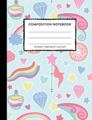 Composition Notebook: Rainbow Unicorn Donut Girly Soft Cover Wide Ruled Copy Book Cute Marble Pastel Kids Girls Back to School Supplies, Elementary Student Teacher Lined Journal Notebook, 100 Pages