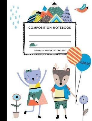 Composition Notebook: Whimsical Woodland Animals Boho Soft Cover Wide Ruled Copy Book Cute Marble Kids Girls Back to School Supplies, Elementary Student Teacher Lined Journal Notebook, 100 Pages