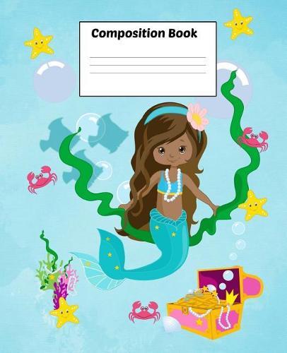 Composition Book: Pre-K 7.5 x 9.25 Wide Ruled, 50 Sheets, 100 Pages, Mermaid Ocean Series, Mermaid Aniyah And Friends, Pre-Kindergarten to Grade 4