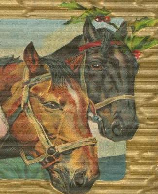 Rustic Vintage Christmas Horses Holly Berries School Composition Book 130 Pages: (notebook, Diary, Blank Book)