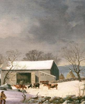 Vintage Winter Barnyard Scene School Composition Book 130 Pages: (Notebook, Diary, Blank Book)