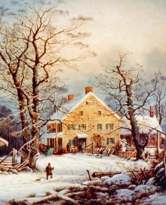 Vintage Winter in the Country School Composition Book 130 Pages: (notebook, Diary, Blank Book)