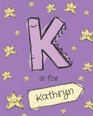 K is for Kathryn: Girls journal notebook with cartoon night stars theme and Letter K initial monogram. Great personalized girl's birthday gift.