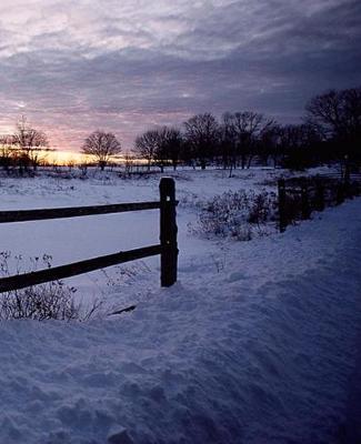 Winter Theme School Composition Book Daybreak Sunrise Fence 130 Pages: (notebook, Diary, Blank Book)