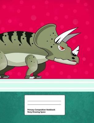 Primary Composition Book with Story Drawing Space: Primary Lined Story Journal Kindergarten to Elementary Grades Draw and Write Picture Space Cute Designs Dinosaur for Boys Red