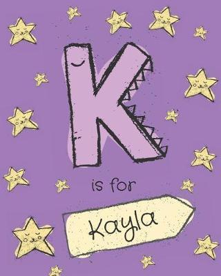 K is for Kayla: Girls journal notebook with cartoon night stars theme and Letter K initial monogram. Great personalized girl's birthday gift.